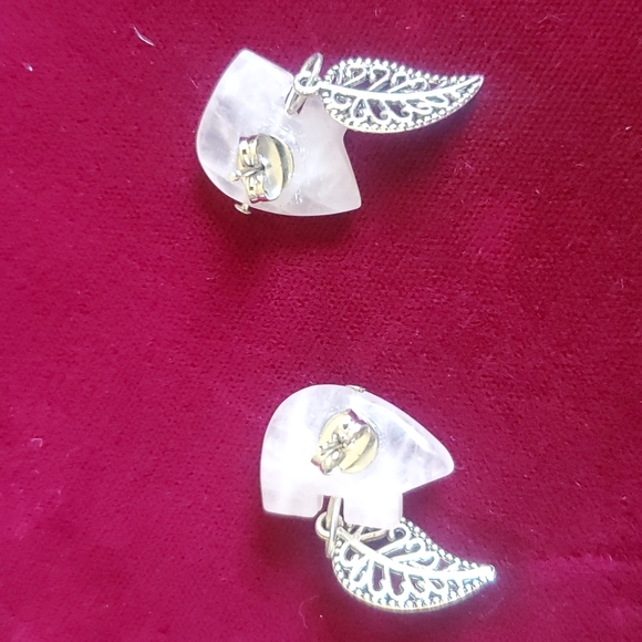 Light pink stone & silver earrings - Picture 3 of 6